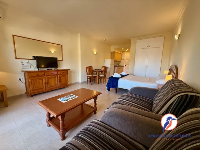 Studio apartment — Open-plan sleeping, dining and lounge space