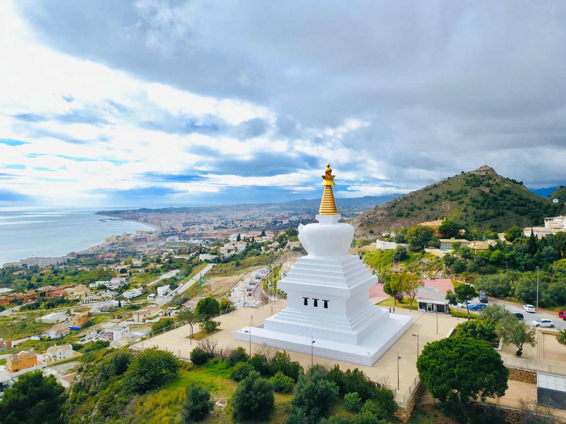 Stupa of Enlightenment overlooking the Benalmádena coast